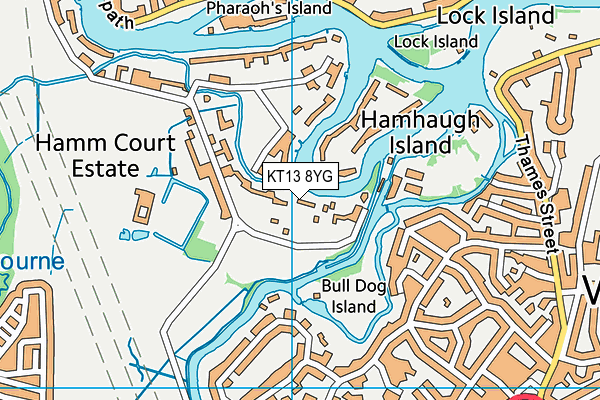 KT13 8YG map - OS VectorMap District (Ordnance Survey)