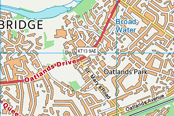 KT13 9AE map - OS VectorMap District (Ordnance Survey)