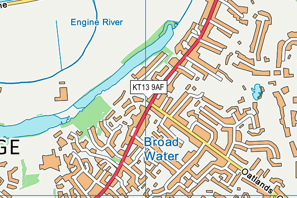 KT13 9AF map - OS VectorMap District (Ordnance Survey)