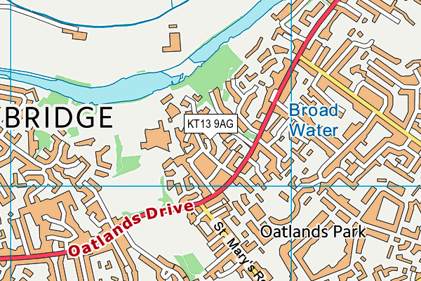 KT13 9AG map - OS VectorMap District (Ordnance Survey)