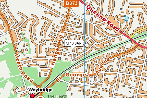 KT13 9AR map - OS VectorMap District (Ordnance Survey)