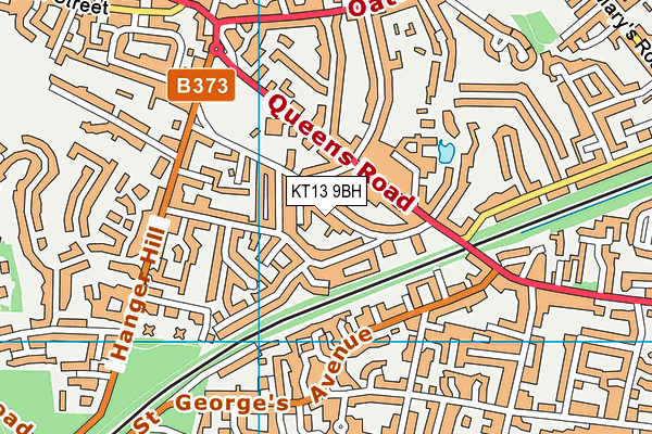 KT13 9BH map - OS VectorMap District (Ordnance Survey)