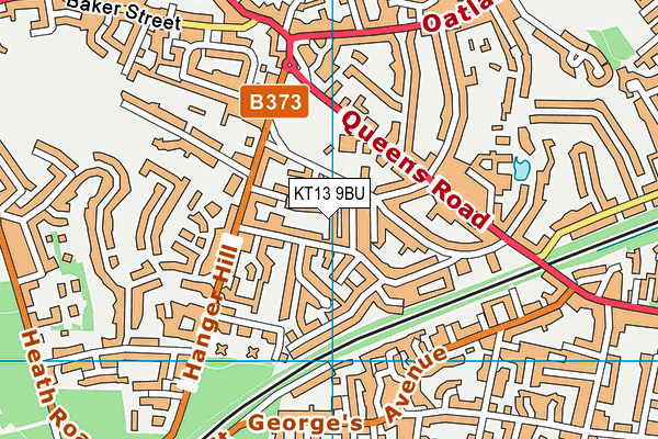 KT13 9BU map - OS VectorMap District (Ordnance Survey)