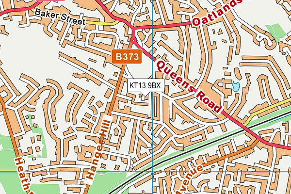 KT13 9BX map - OS VectorMap District (Ordnance Survey)