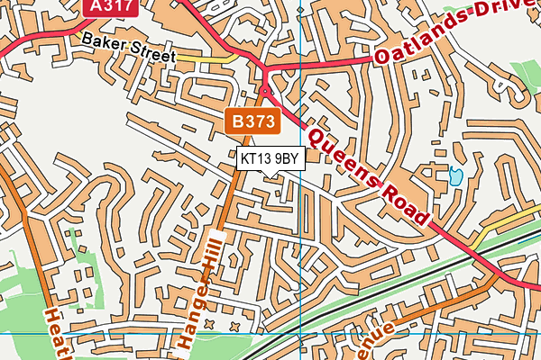 KT13 9BY map - OS VectorMap District (Ordnance Survey)