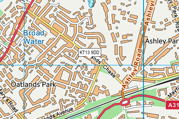 KT13 9DD map - OS VectorMap District (Ordnance Survey)