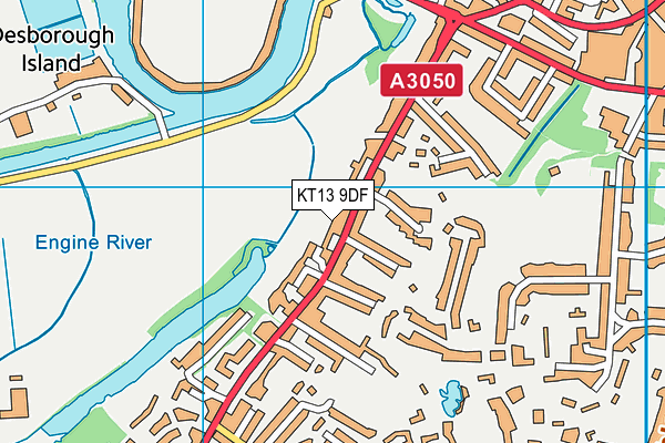 KT13 9DF map - OS VectorMap District (Ordnance Survey)