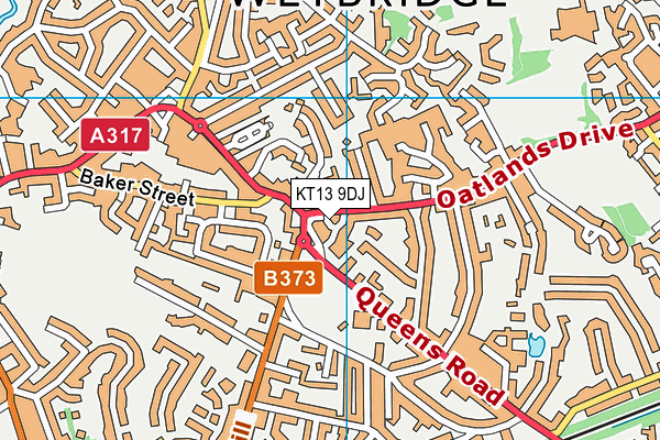 KT13 9DJ map - OS VectorMap District (Ordnance Survey)