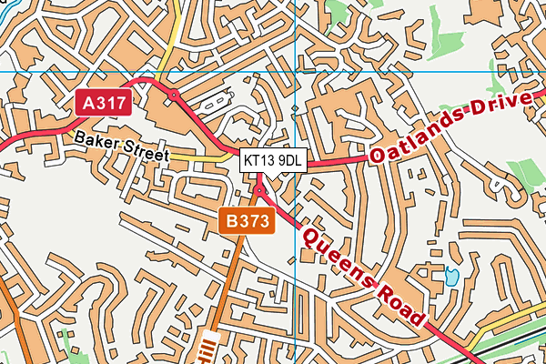 KT13 9DL map - OS VectorMap District (Ordnance Survey)