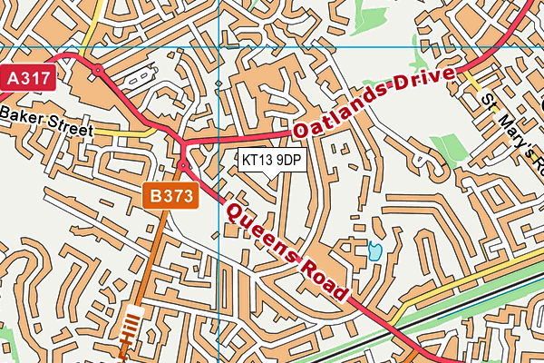 KT13 9DP map - OS VectorMap District (Ordnance Survey)