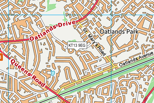 KT13 9EG map - OS VectorMap District (Ordnance Survey)