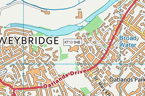 KT13 9HB map - OS VectorMap District (Ordnance Survey)