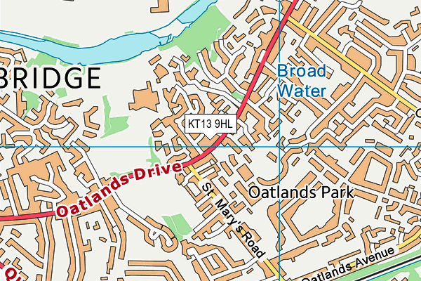 KT13 9HL map - OS VectorMap District (Ordnance Survey)