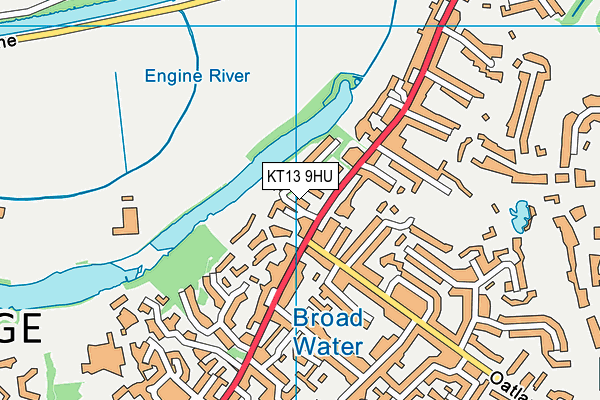 KT13 9HU map - OS VectorMap District (Ordnance Survey)