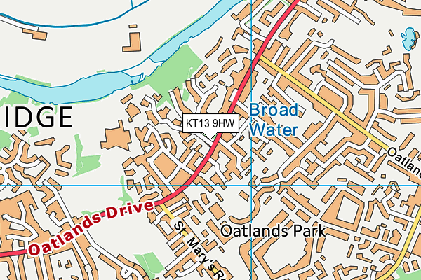 KT13 9HW map - OS VectorMap District (Ordnance Survey)