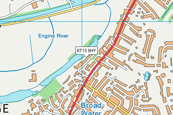 KT13 9HY map - OS VectorMap District (Ordnance Survey)