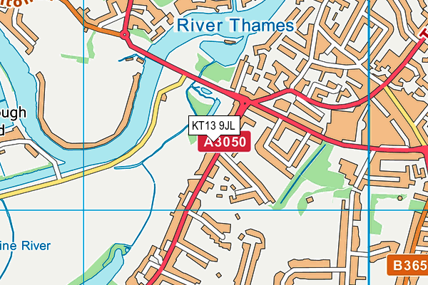 KT13 9JL map - OS VectorMap District (Ordnance Survey)