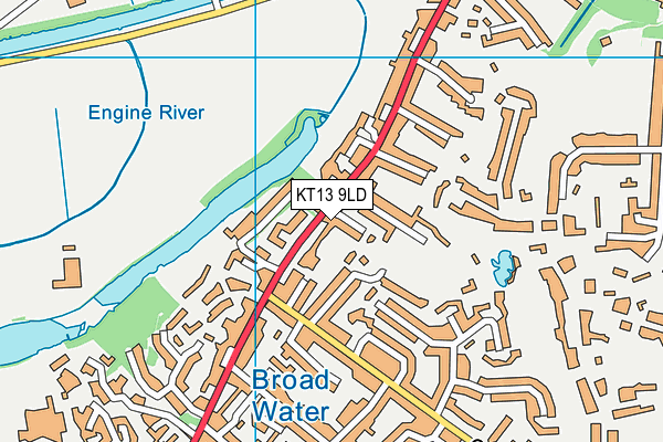 KT13 9LD map - OS VectorMap District (Ordnance Survey)