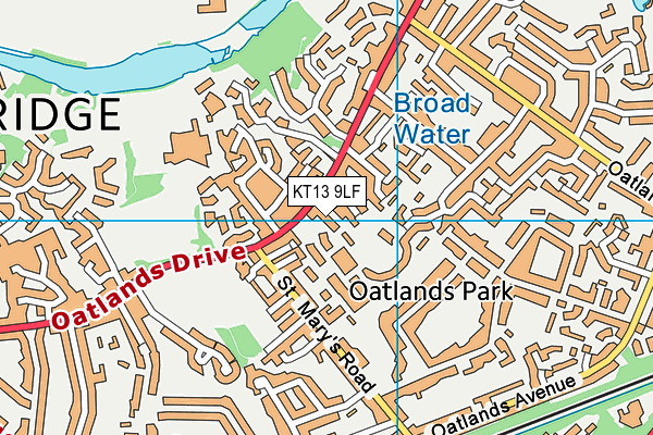 KT13 9LF map - OS VectorMap District (Ordnance Survey)