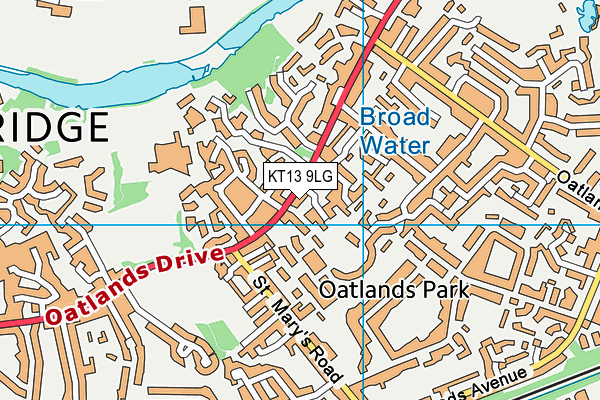 KT13 9LG map - OS VectorMap District (Ordnance Survey)