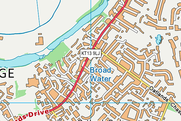 KT13 9LJ map - OS VectorMap District (Ordnance Survey)