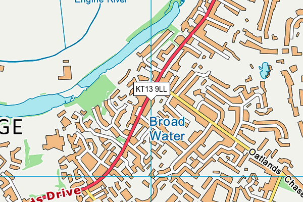 KT13 9LL map - OS VectorMap District (Ordnance Survey)