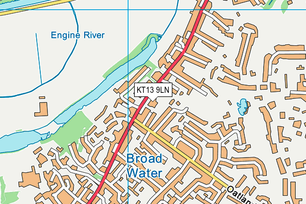 KT13 9LN map - OS VectorMap District (Ordnance Survey)