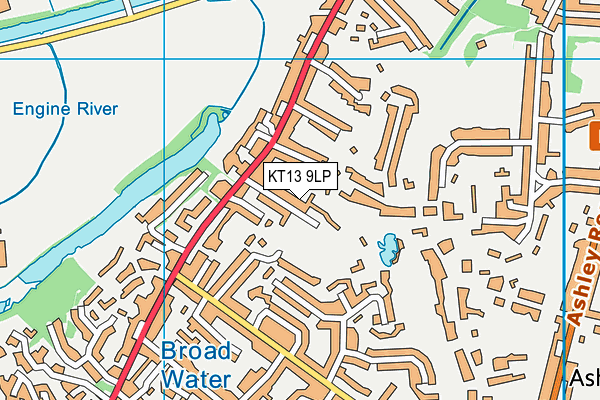 KT13 9LP map - OS VectorMap District (Ordnance Survey)