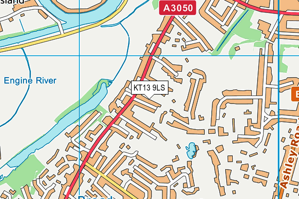KT13 9LS map - OS VectorMap District (Ordnance Survey)