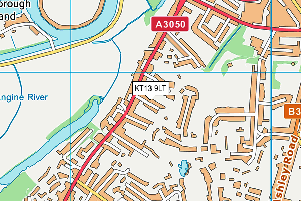KT13 9LT map - OS VectorMap District (Ordnance Survey)