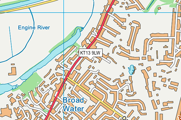 KT13 9LW map - OS VectorMap District (Ordnance Survey)