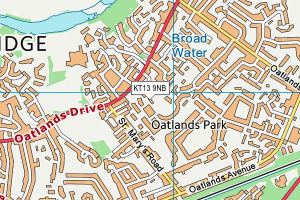 KT13 9NB map - OS VectorMap District (Ordnance Survey)