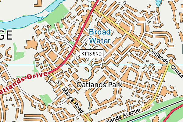 KT13 9ND map - OS VectorMap District (Ordnance Survey)