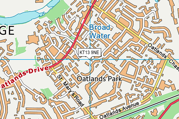 KT13 9NE map - OS VectorMap District (Ordnance Survey)