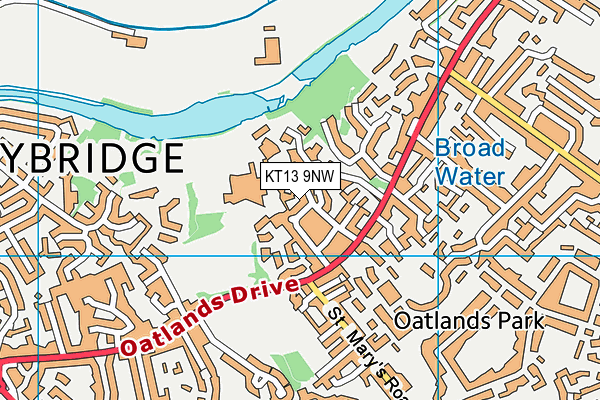 KT13 9NW map - OS VectorMap District (Ordnance Survey)
