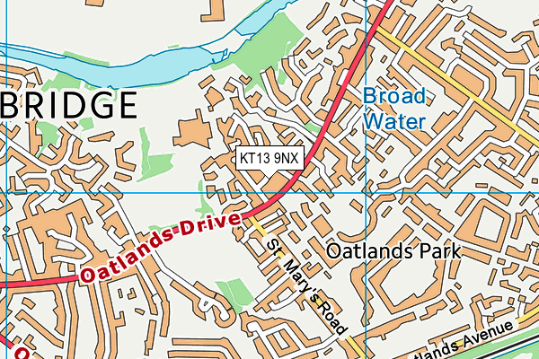 KT13 9NX map - OS VectorMap District (Ordnance Survey)