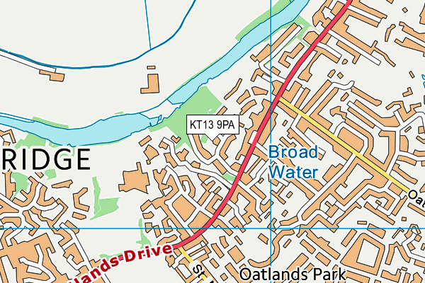 KT13 9PA map - OS VectorMap District (Ordnance Survey)