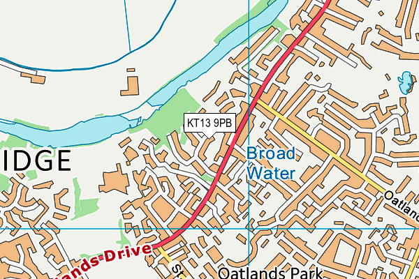 KT13 9PB map - OS VectorMap District (Ordnance Survey)