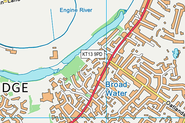 KT13 9PD map - OS VectorMap District (Ordnance Survey)