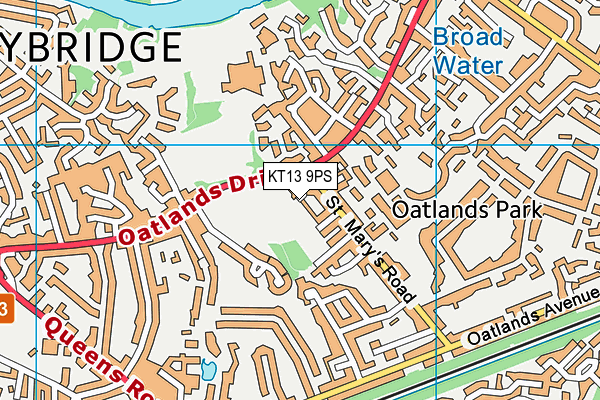 KT13 9PS map - OS VectorMap District (Ordnance Survey)