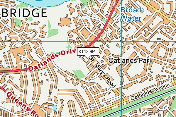 KT13 9PT map - OS VectorMap District (Ordnance Survey)
