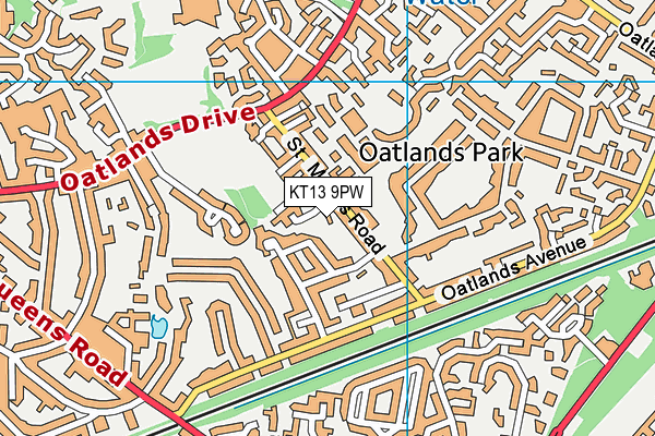 KT13 9PW map - OS VectorMap District (Ordnance Survey)