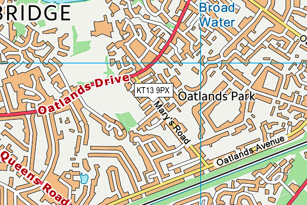 KT13 9PX map - OS VectorMap District (Ordnance Survey)