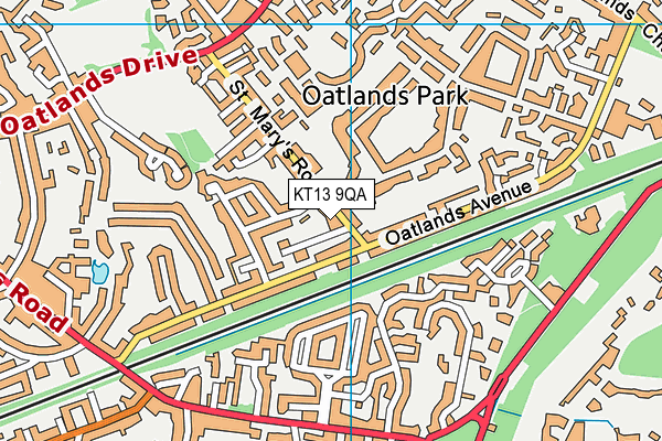KT13 9QA map - OS VectorMap District (Ordnance Survey)