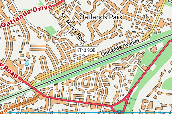 KT13 9QB map - OS VectorMap District (Ordnance Survey)