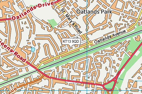 KT13 9QD map - OS VectorMap District (Ordnance Survey)