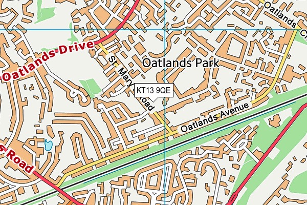 KT13 9QE map - OS VectorMap District (Ordnance Survey)
