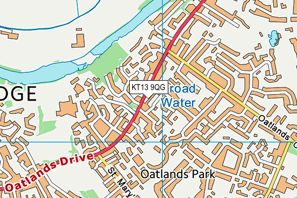 KT13 9QG map - OS VectorMap District (Ordnance Survey)