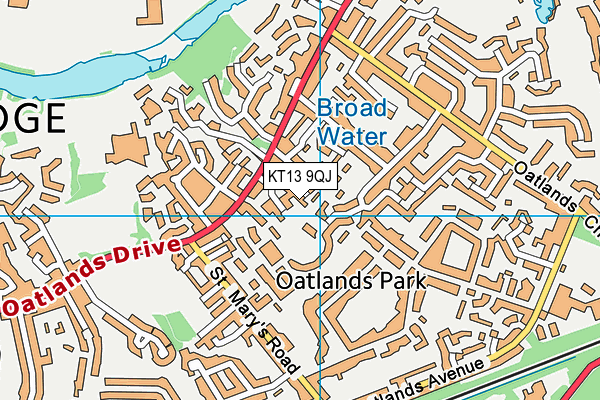 KT13 9QJ map - OS VectorMap District (Ordnance Survey)