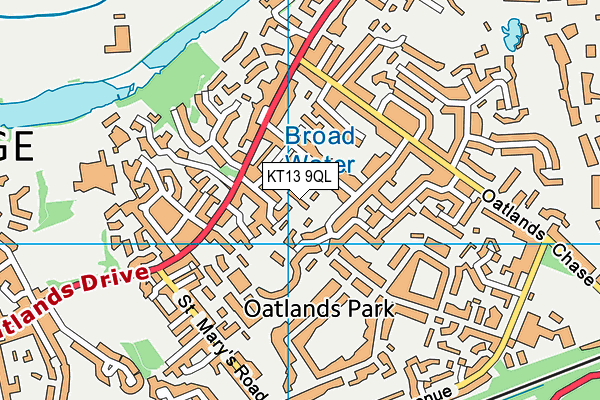 KT13 9QL map - OS VectorMap District (Ordnance Survey)